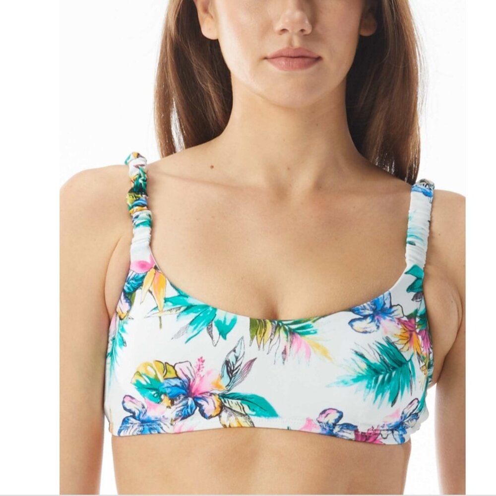 Sundazed Bella Printed Shirred-Strap Bikini Top, Created for Macy's Women's Swim